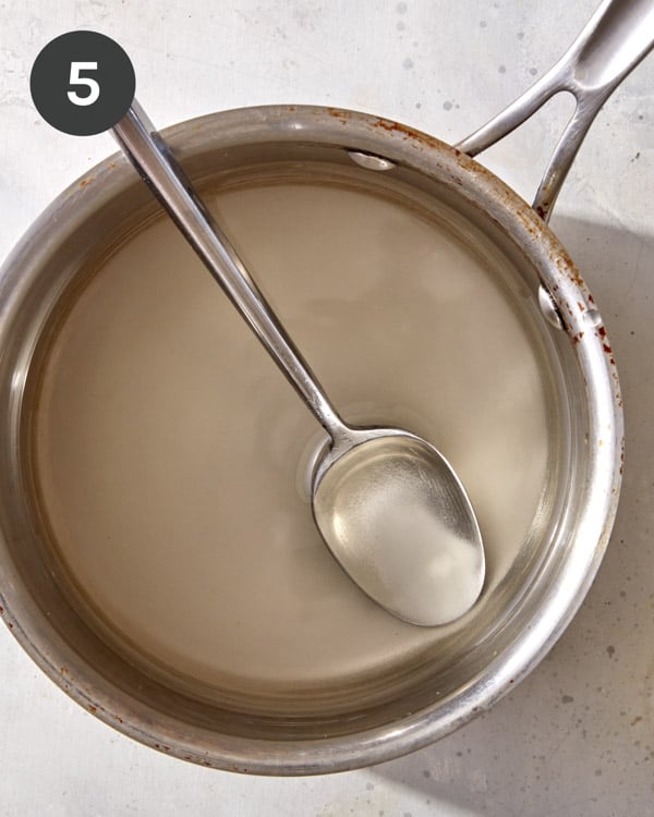 Sweet chili sauce ingredients in a pot to simmer. 