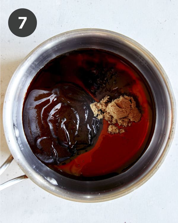 Oven baked rib sauce ingredients in a pot to be cooked. 1