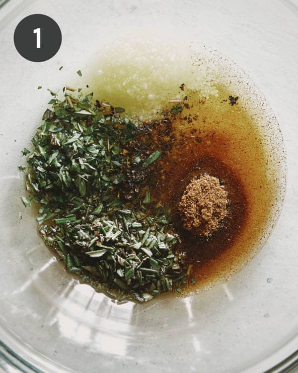 Lamb chop rub ingredients in a bowl ready to be mixed.