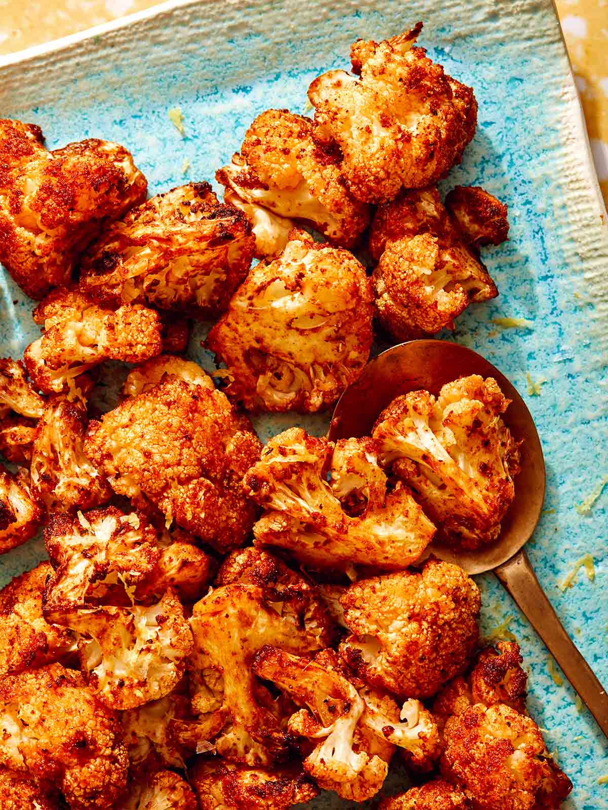 Air fryer cauliflower with lemon zest.