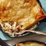 Easy chicken pot pie recipe made in skillets.