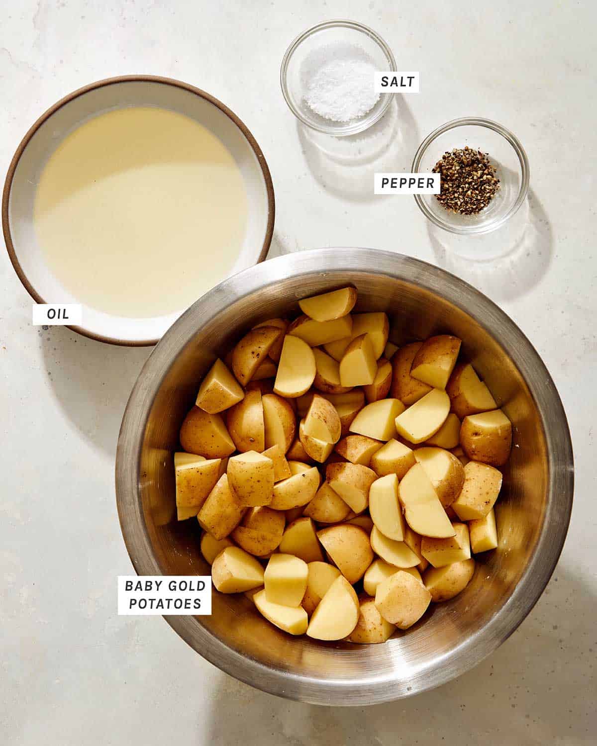 Crispy potatoes ingredients.
