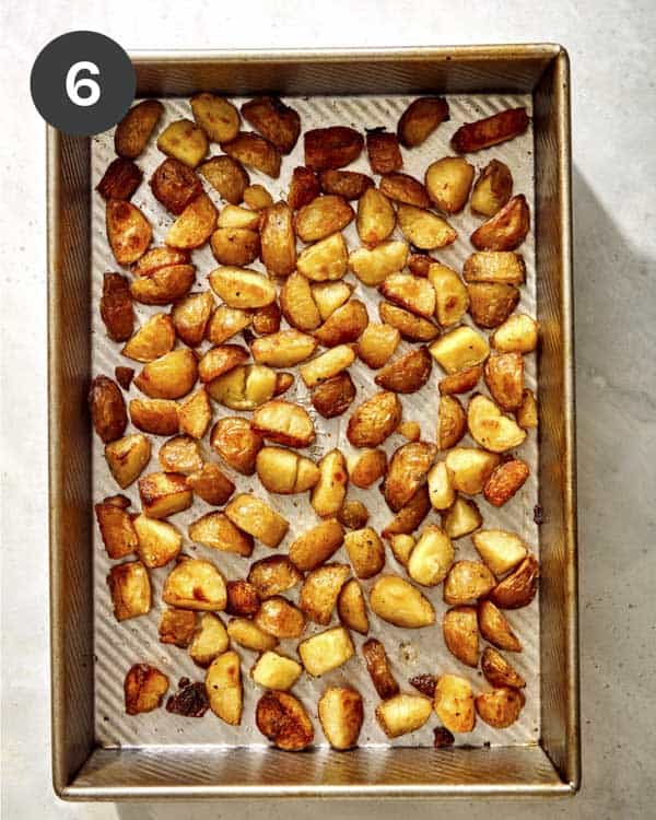 Crispy potatoes out of the oven.
