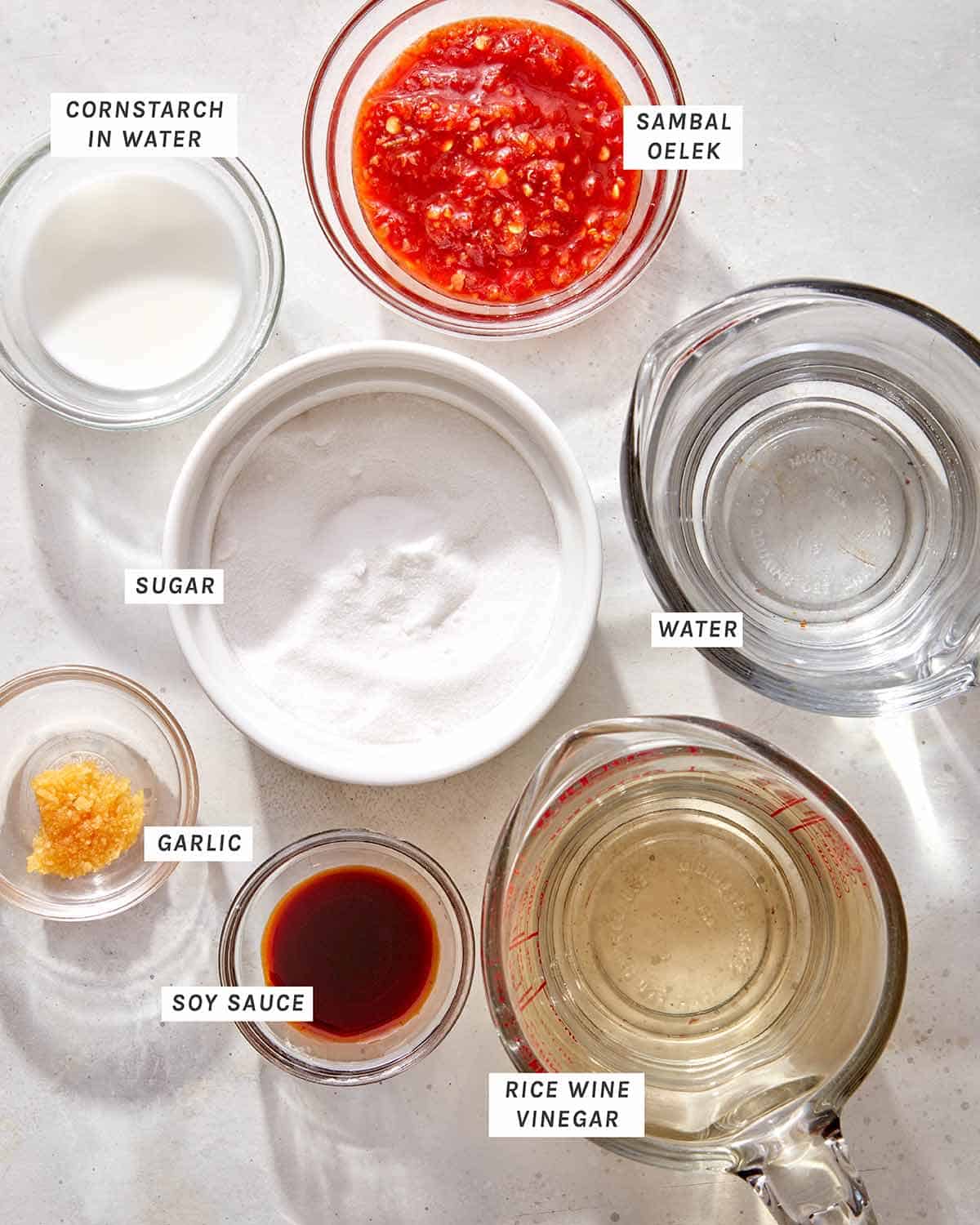 Ingredients to make our sweet chili sauce recipe. 