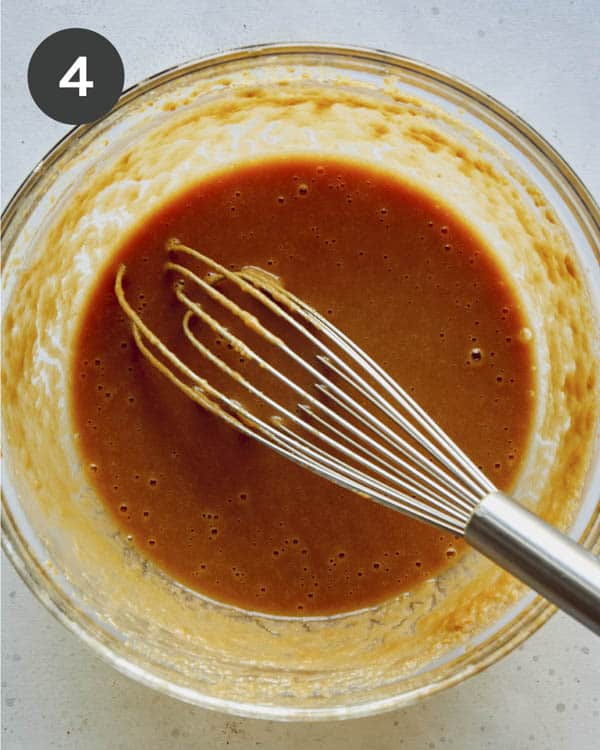 Peanut sauce for a soba noodle recipe in a bowl.  