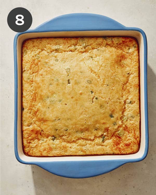 Spoon bread freshly baked.