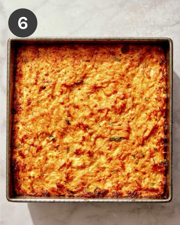 Salmon sushi bake out of the oven ready for toppings.
