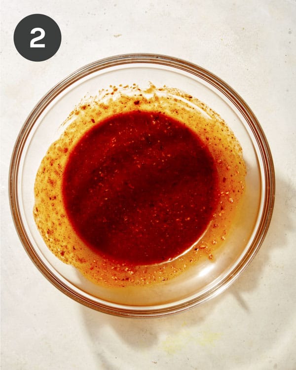 Spicy sauce for ramen noodles in a bowl. 