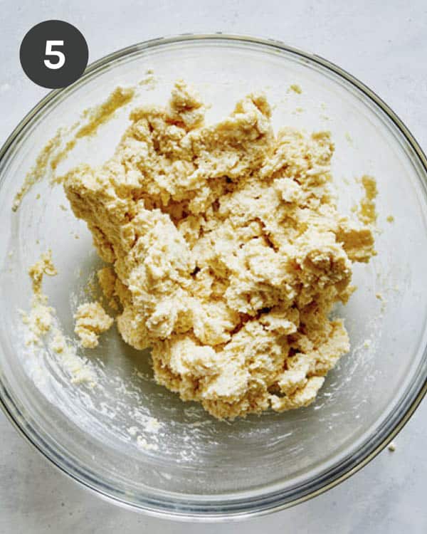 Biscuit dough in a bowl combined.