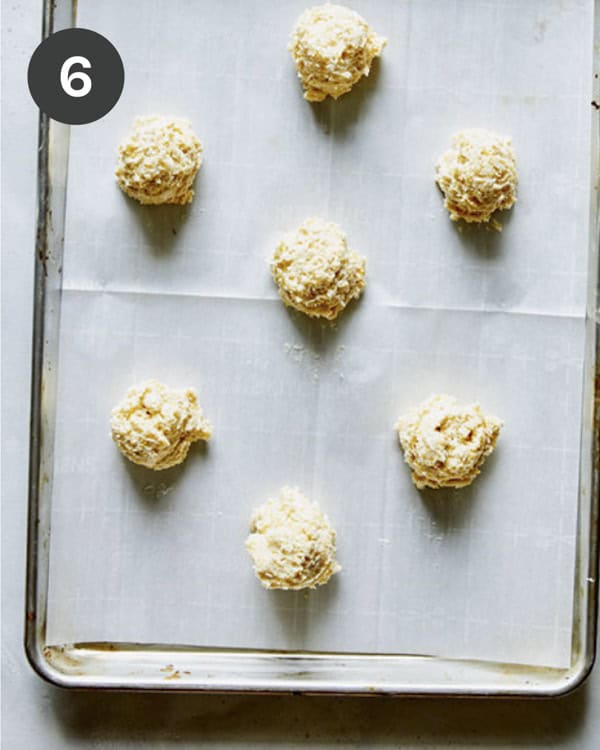 Biscuits on a baking sheet. 