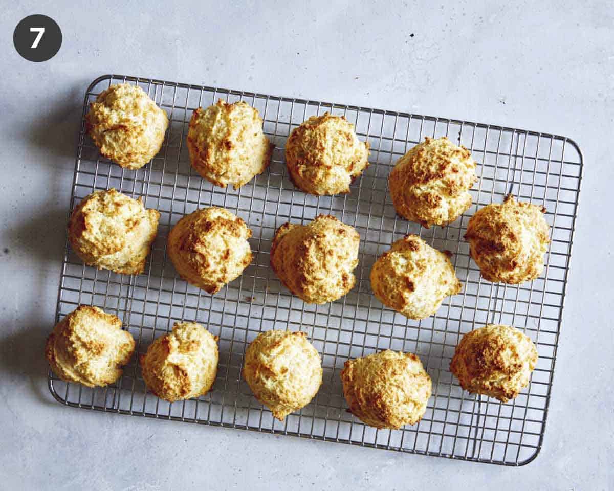 Biscuits cooling on a rack. 