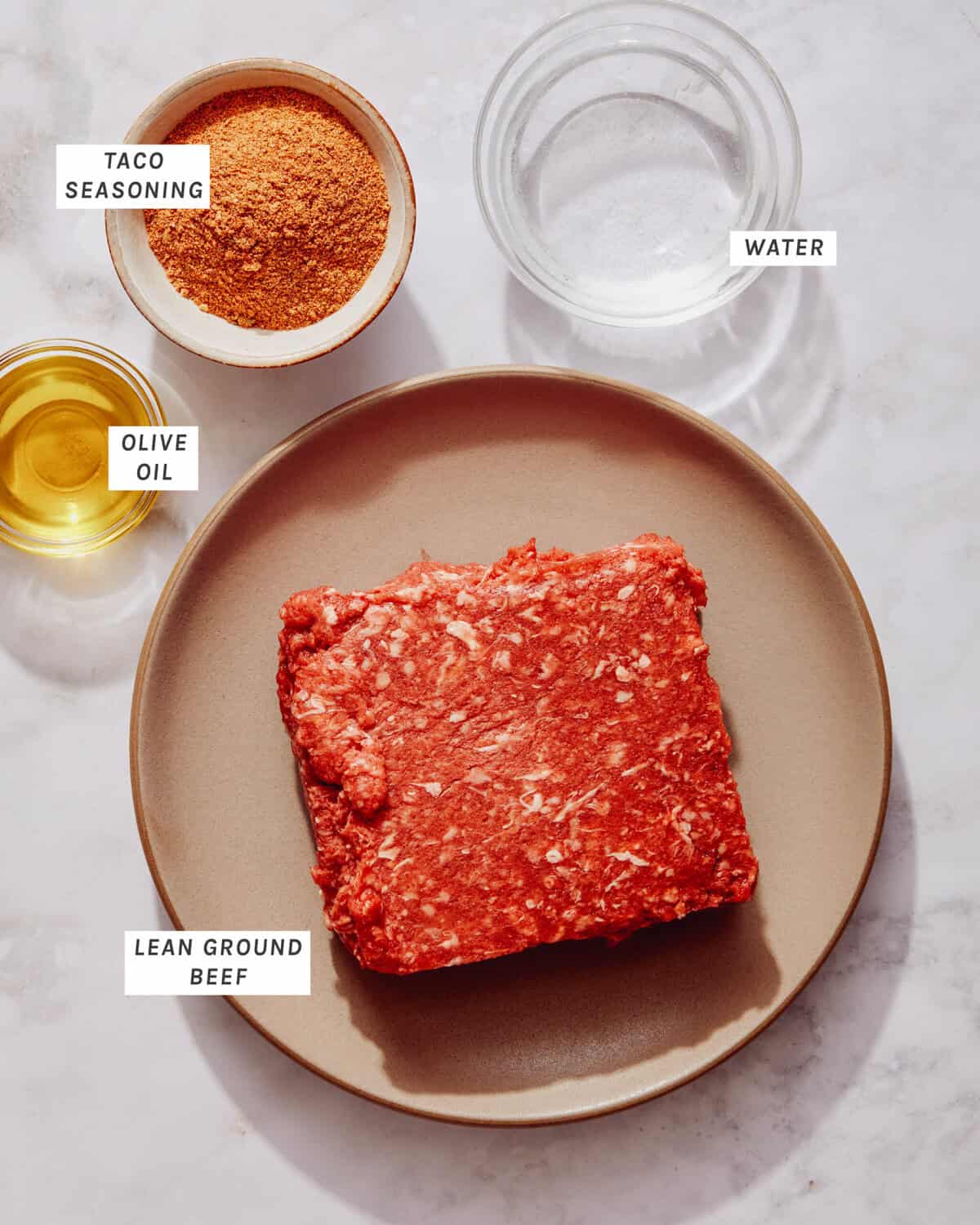 Beef ingredients to make a taco salad.