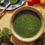 Basil vinaigrette in a bowl.