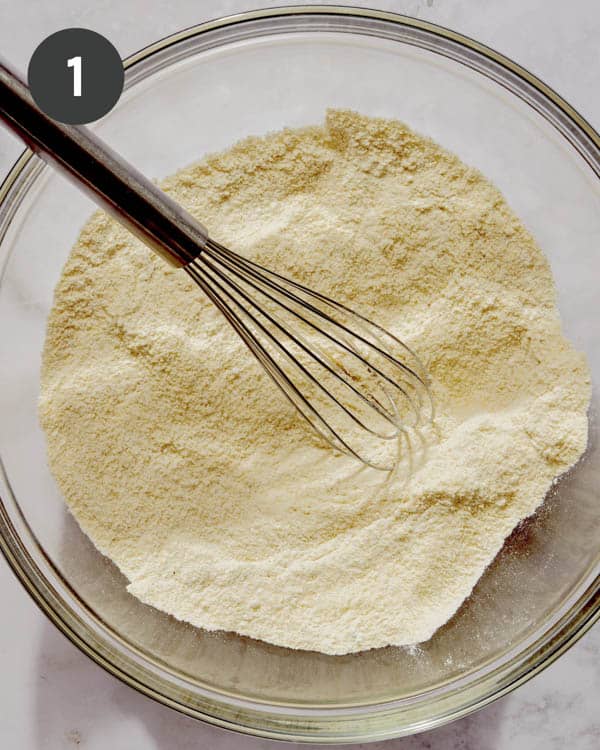 Dry ingredients mixed together to make corn casserole.