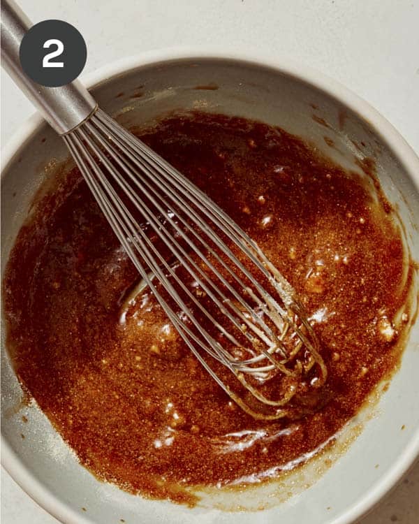 Chicken skewer marinade ingredients all whisked together.