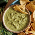 Tomatillo salsa recipe with chips.