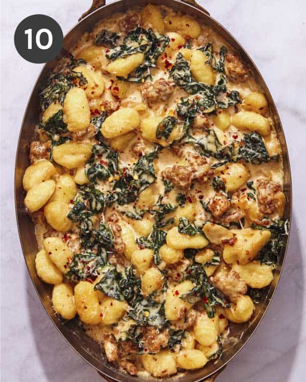 Baked gnocchi fresh out of the oven.