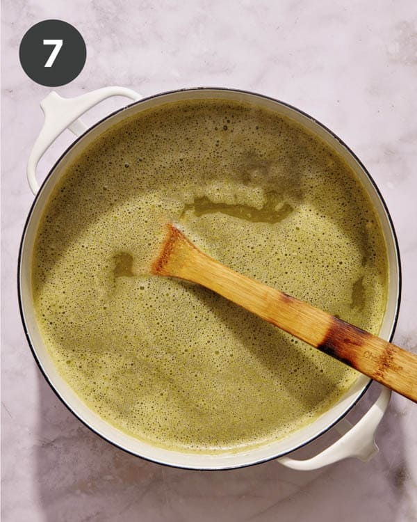 Chicken pozole verde simmering.