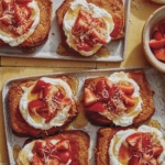 Honey brick toast recipe on platters.