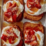 Honey toast with toppings on it.