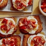 Honey brick toast recipe on platters.