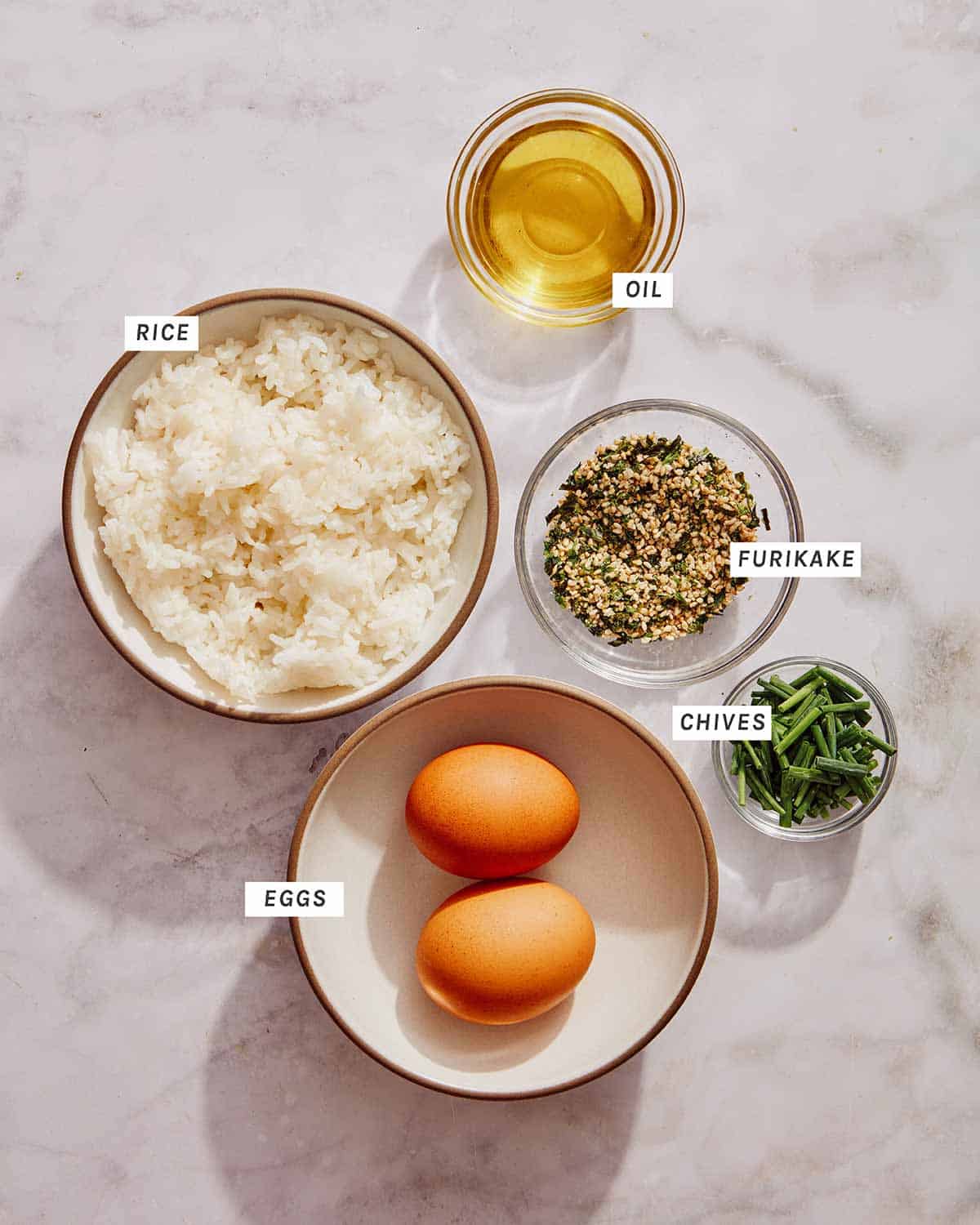 Ingredientai į viršų Loco Moco.