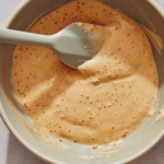 Masago sauce ingredients mixed together in a bowl.