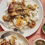 Loco moco on plates to serve to two people.