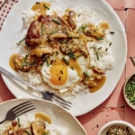 Loco moco on plates to serve to two people.