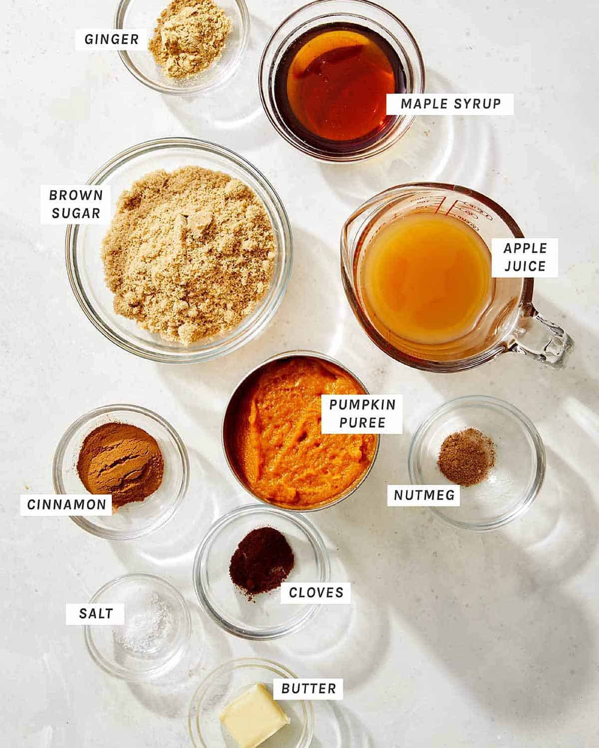Pumpkin butter ingredients on a kitchen counter.