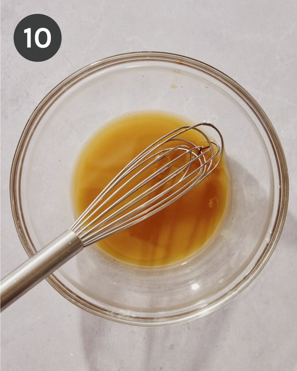 Pistachio glaze being whisked together.