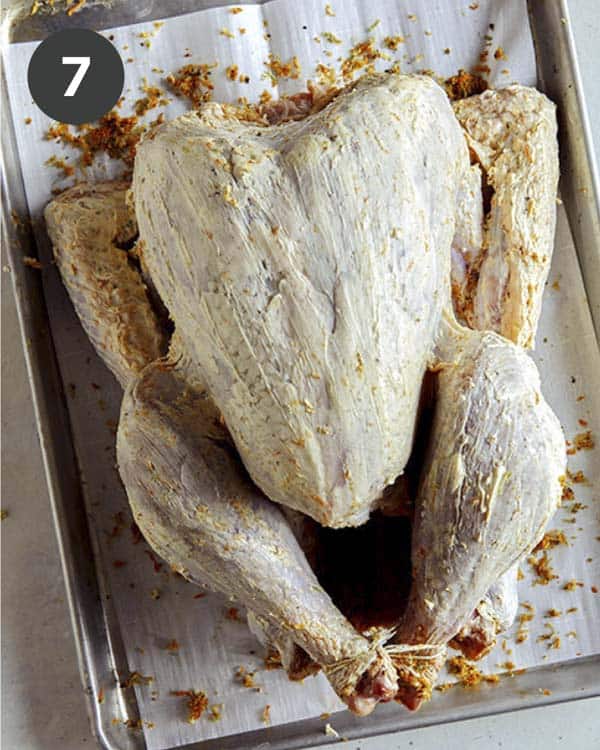 Butter rubbed on a raw turkey.