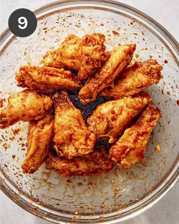 Honey soy sauce on Korean Fried Chicken. 