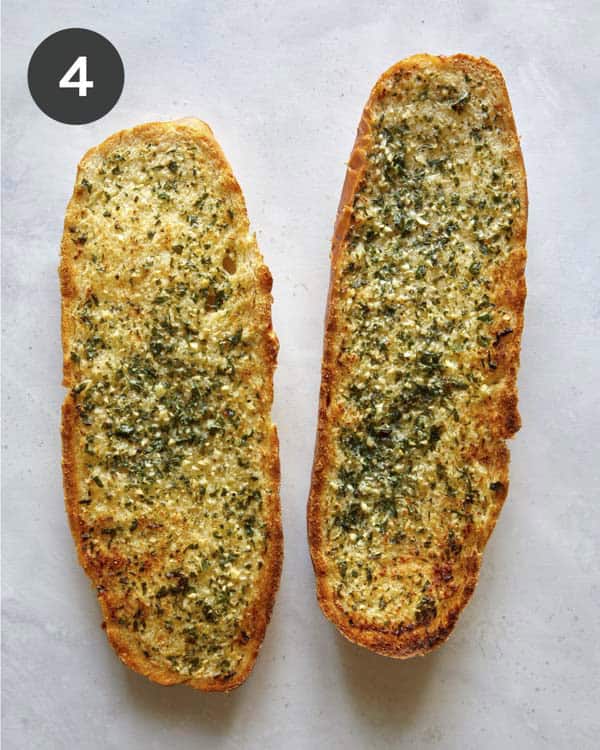 Toasted garlic bread right out of the oven.