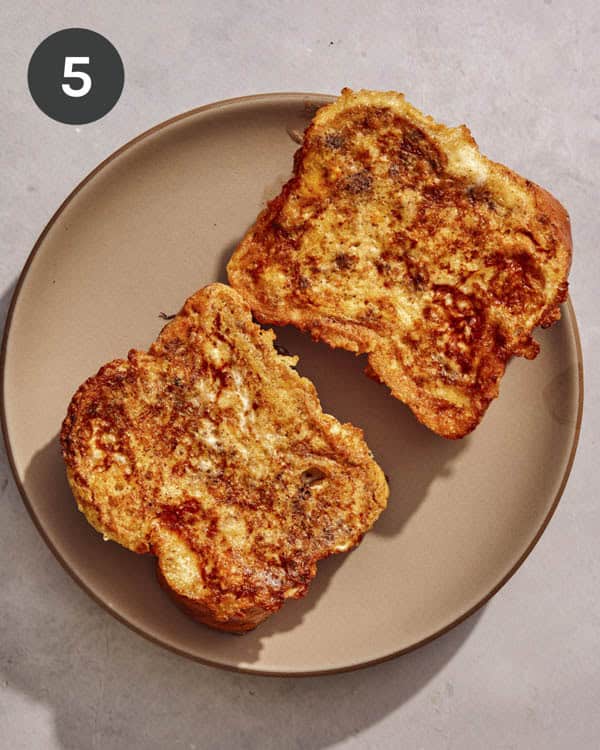 French toast resting on a plate.
