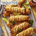 Homemade taquitos on a platter made with an air fryer.