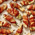 Jalapeno poppers up close on a platter.