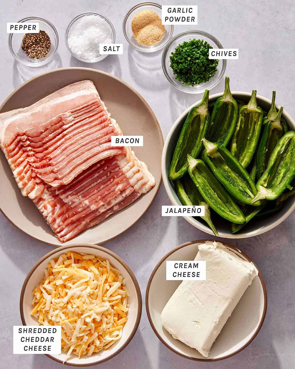 Ingredients to make jalapeno poppers.