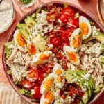 Cobb salad in a bowl freshly made.