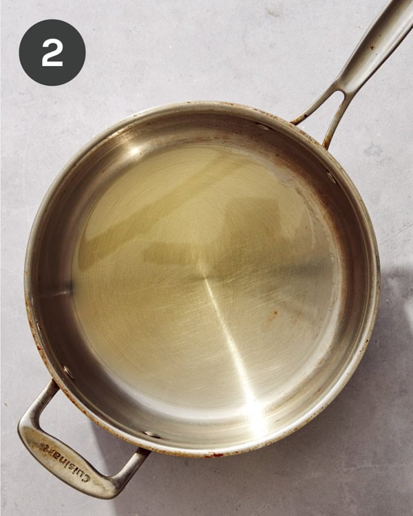 Hot oil in a pan.