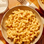 A bowl of crock pot mac and cheese.