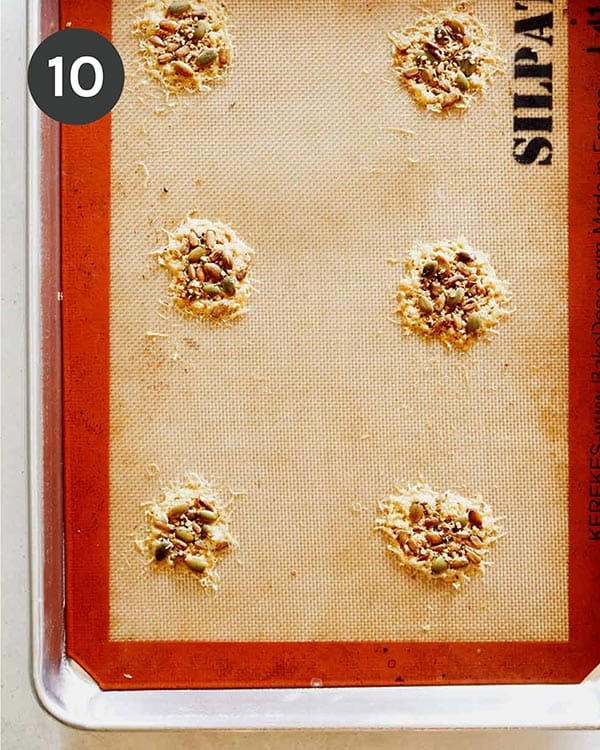 Parmesan Crisps on a baking sheet baked.