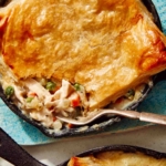 Easy chicken pot pie recipe made in skillets.