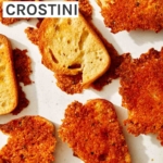 Parmesan crostini ready to be served.