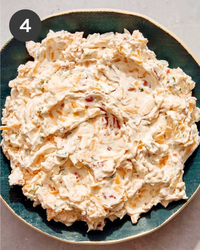 Million dollar dip in a serving bowl.