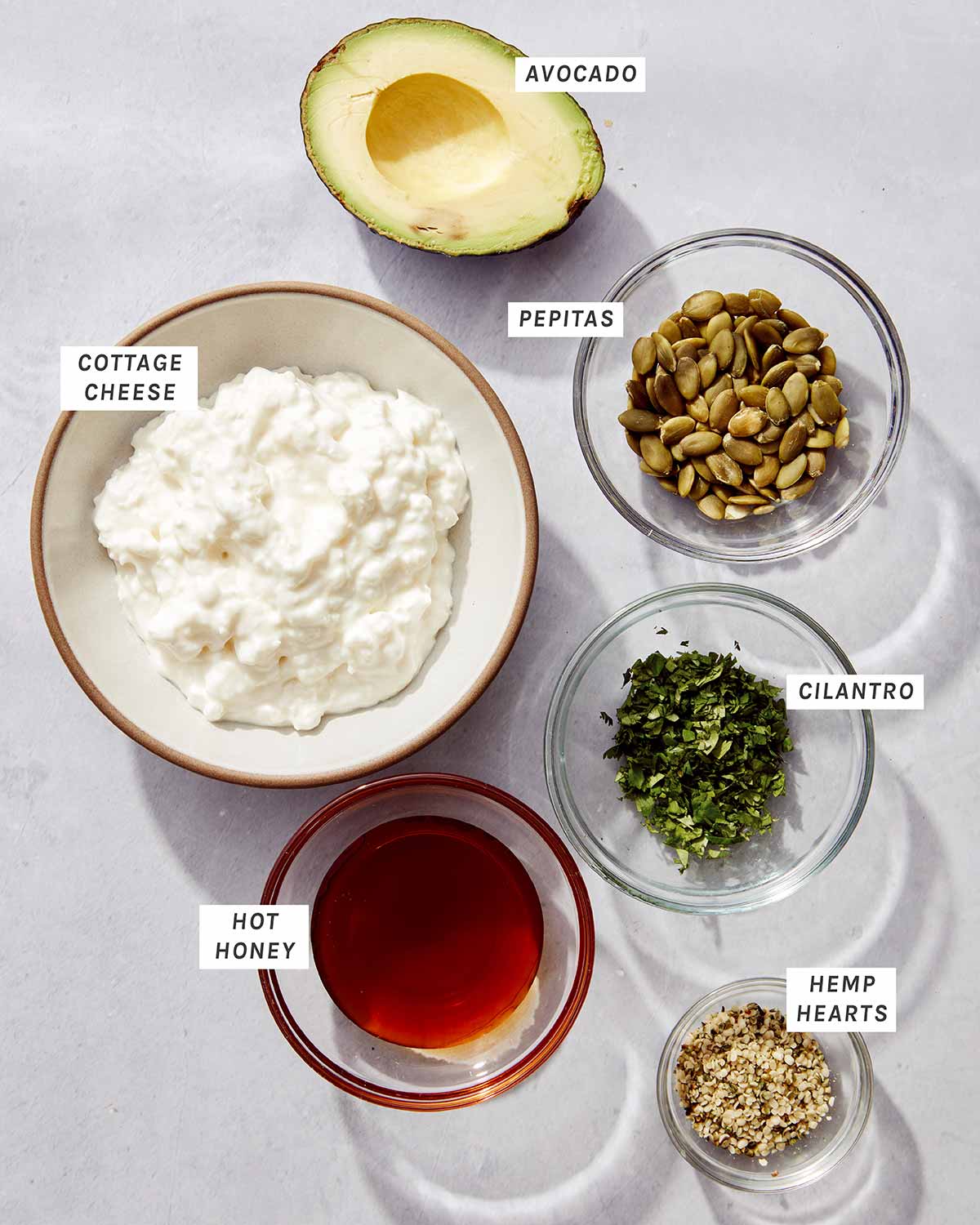 Topping ingredients for the viral protein bowl.
