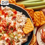 Million dollar dip with a cracker being dipping into it.