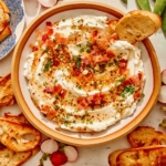 Whipped goat cheese with crudite on the side.