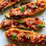Zucchini boats baked.