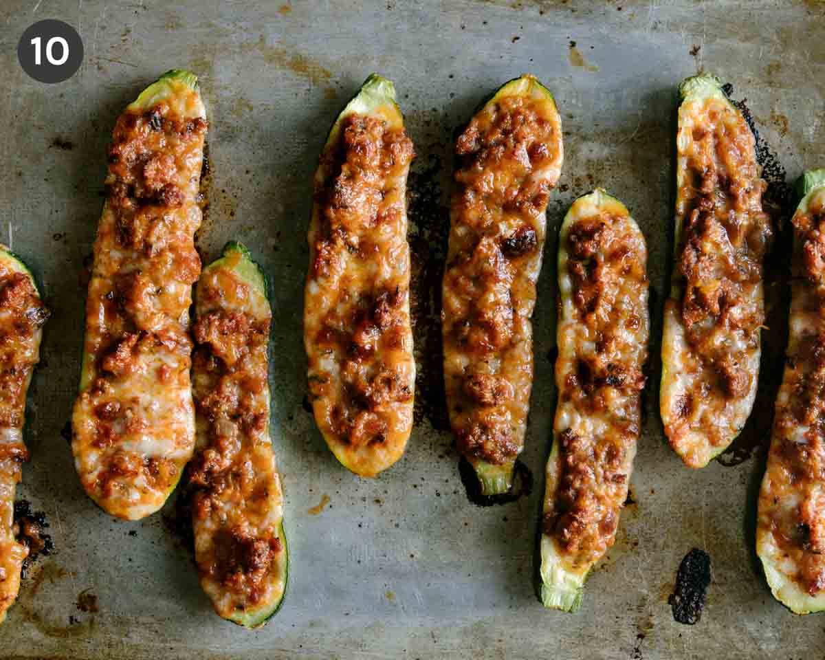 Zucchini boats freshly out of the oven. 